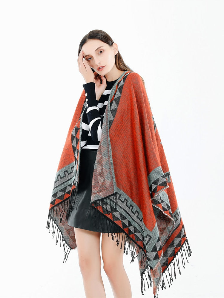 Imitation Cashmere Women Luxury Ponchos Y Capas Mujer Scarf Winter Pashmina Shawl Scarve Wrap Chales Femme Thick Blanket Stole