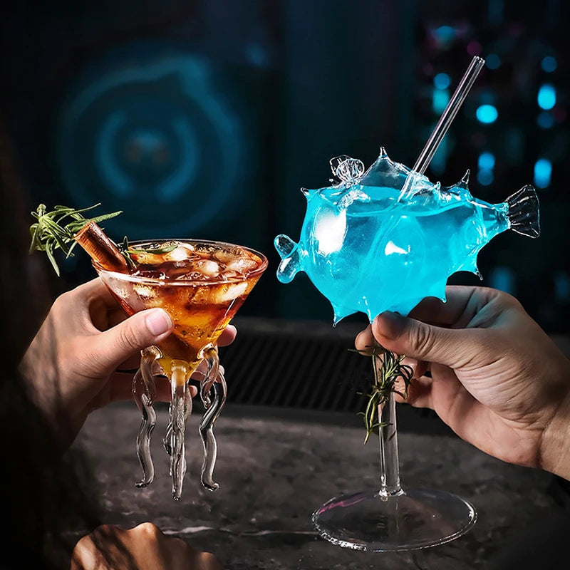 "Bubbly Blowfish Sipper: Cheerful Cocktail Glass" 🐡🍸