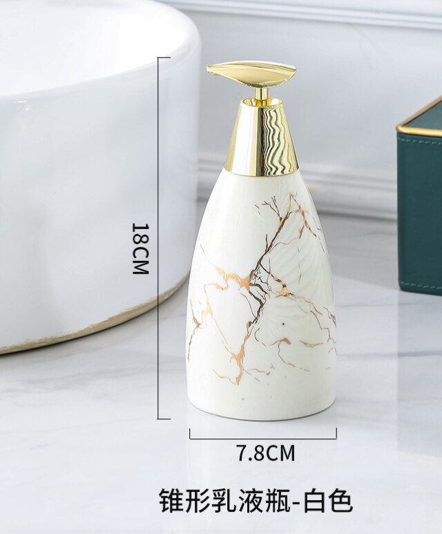Simple Ceramic Lotion Bottle Marble Shampoo Dispenser Household Bathroom Supplies Ceramic Soap Dispenser Bathroom Decor