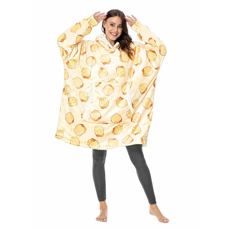 Plaids Hooded Blanket Adult Soft Warm Fluffy Fleece Sofa Blanket With Sleeves Winter Plush Wearable Weighted TV Blankets Hoodie