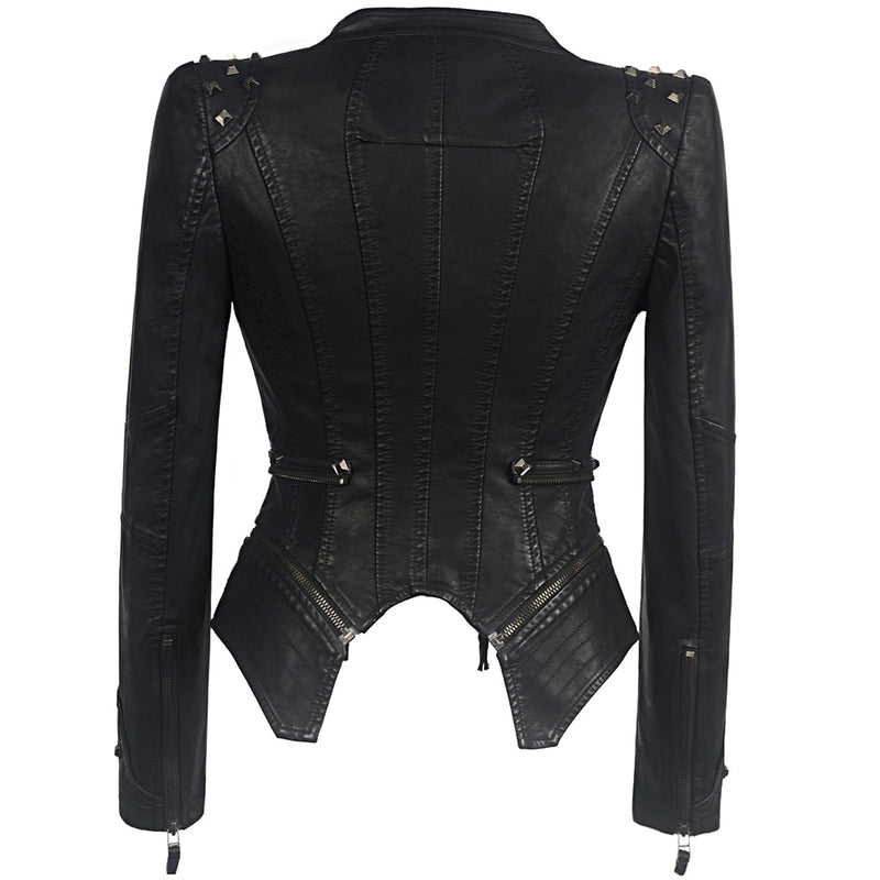 Women's Motorcycle Jacket - Faux Leather