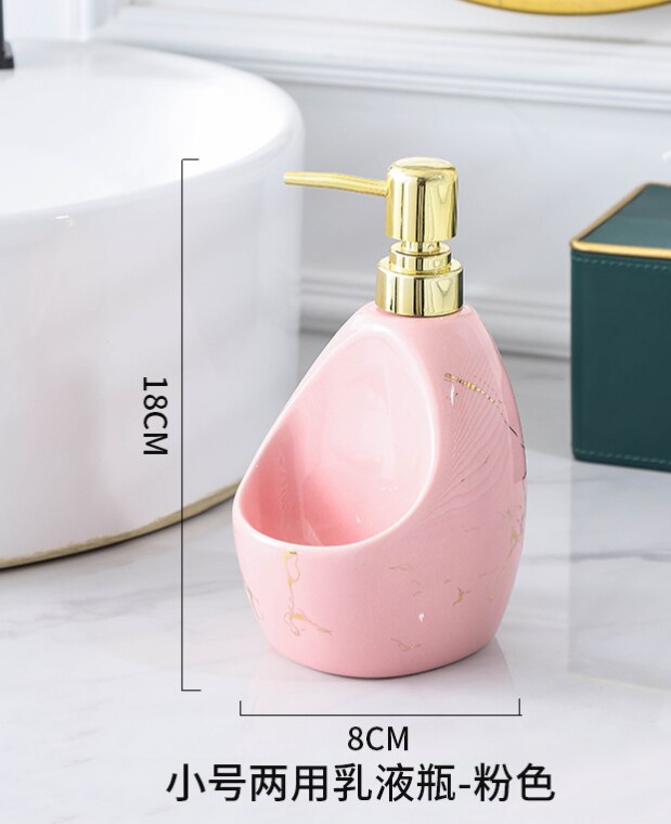 Simple Ceramic Lotion Bottle Marble Shampoo Dispenser Household Bathroom Supplies Ceramic Soap Dispenser Bathroom Decor