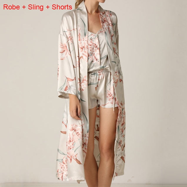 Satin Robe and Sleep Wear Set