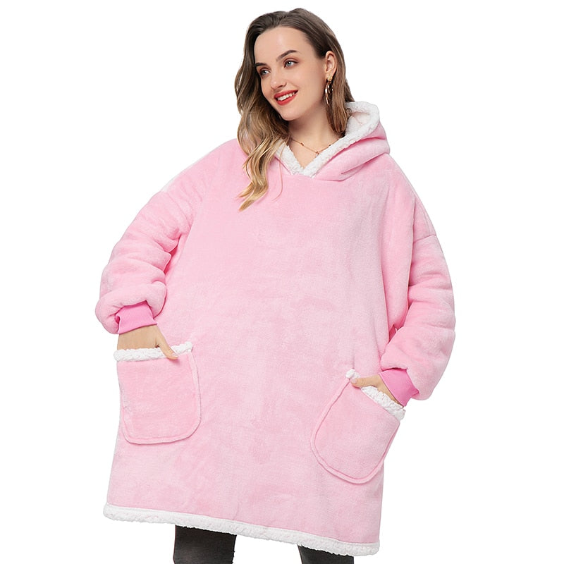 Plaids Hooded Blanket Adult Soft Warm Fluffy Fleece Sofa Blanket With Sleeves Winter Plush Wearable Weighted TV Blankets Hoodie
