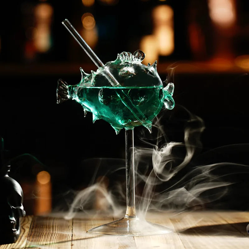 "Bubbly Blowfish Sipper: Cheerful Cocktail Glass" 🐡🍸