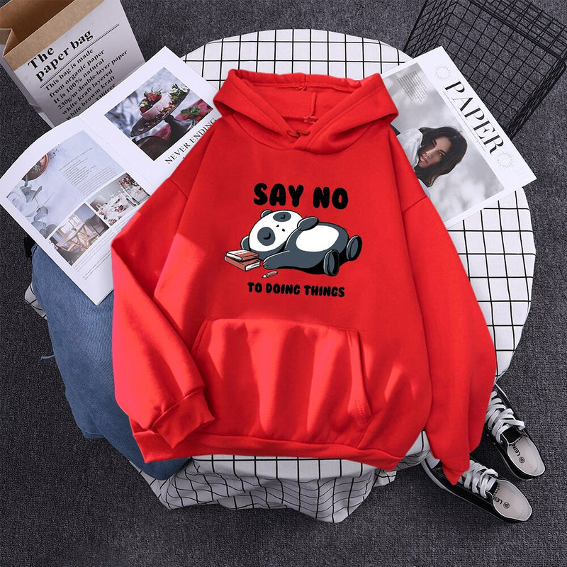 Hoody Sleeping Panda Says No Printing New Womens Hoodie Oversized Warm Female Hoodies Streetwear Fashion Sweatshirts For Women