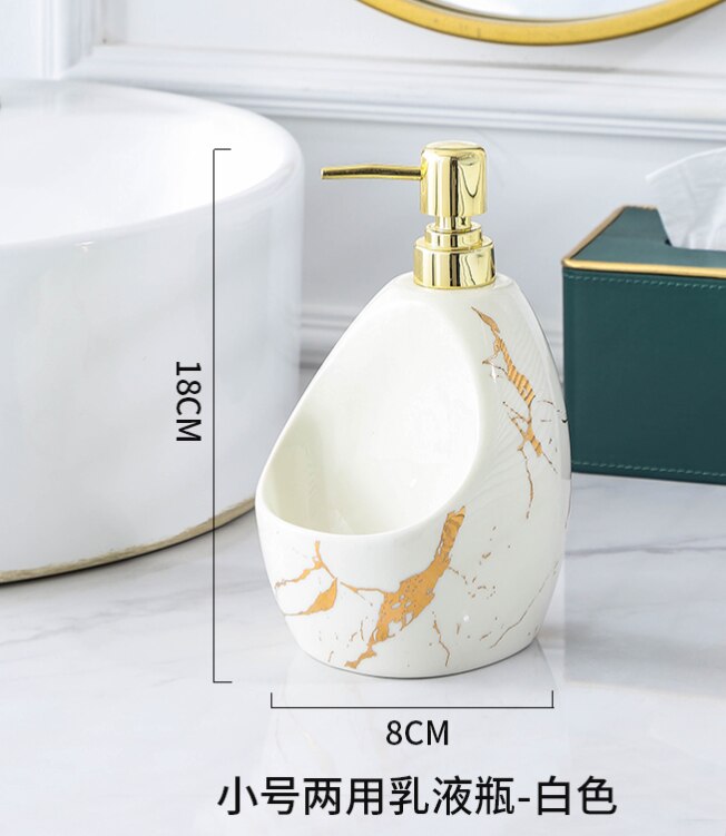 Simple Ceramic Lotion Bottle Marble Shampoo Dispenser Household Bathroom Supplies Ceramic Soap Dispenser Bathroom Decor