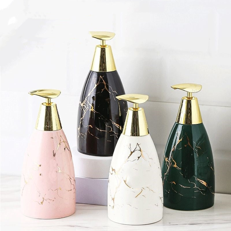 Simple Ceramic Lotion Bottle Marble Shampoo Dispenser Household Bathroom Supplies Ceramic Soap Dispenser Bathroom Decor
