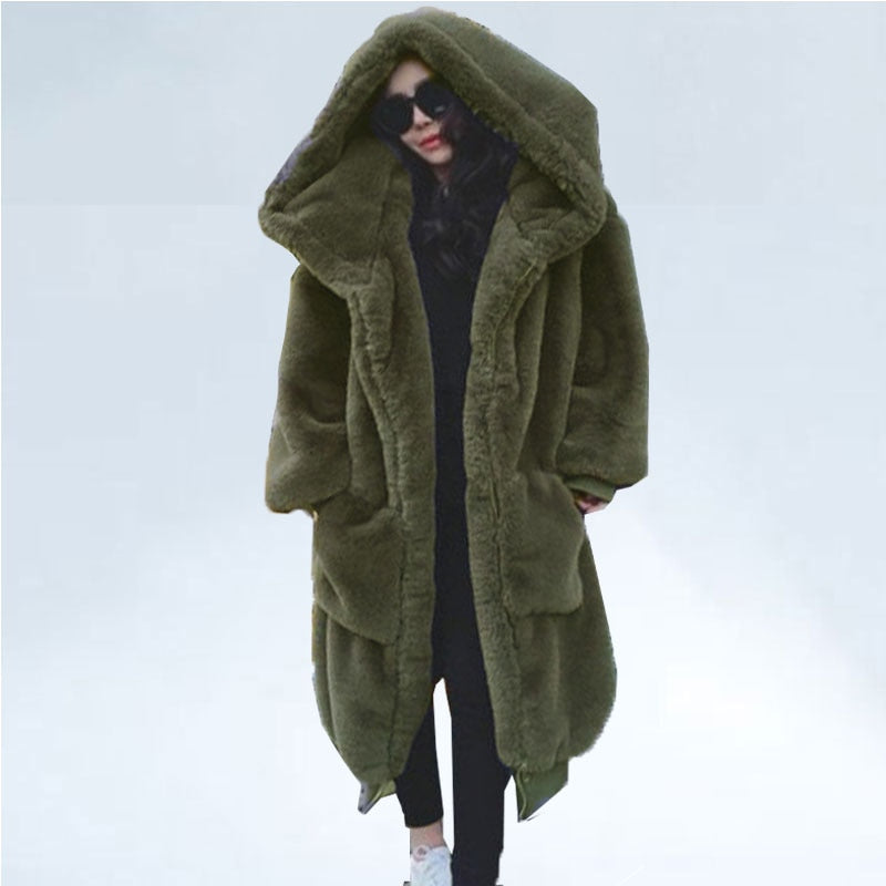 Oversized Winter Faux Fur Coat Women Parka Long Warm Faux Fur Jacket Coats Hoodies Loose Winter Coat Outwear Casaco Feminino