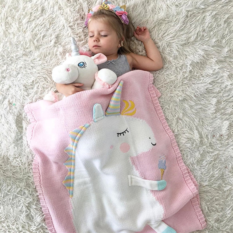 60cm*120cm Cartoon Flamingo Deer Unicorn Animal Cute Baby Throw Blanket Sofa Bed Travel Plaids Wool Thread Blanket Children Gift