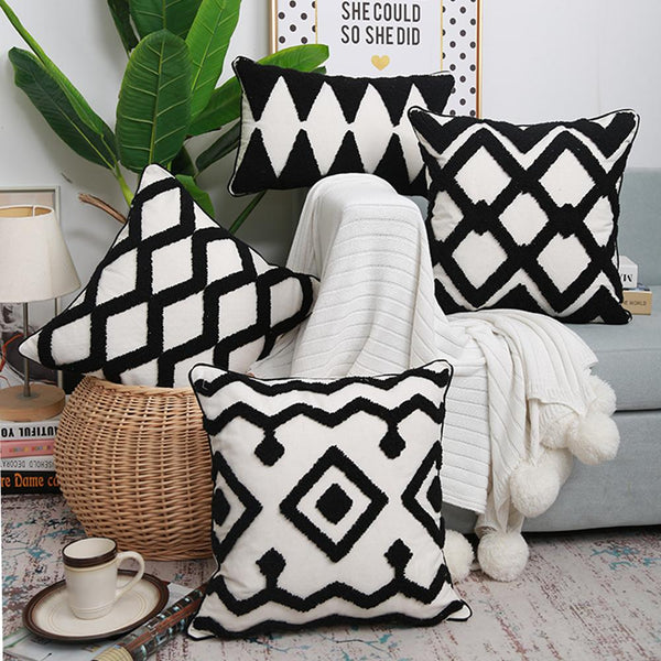 Black & White Geometric Decorative Pillowcase