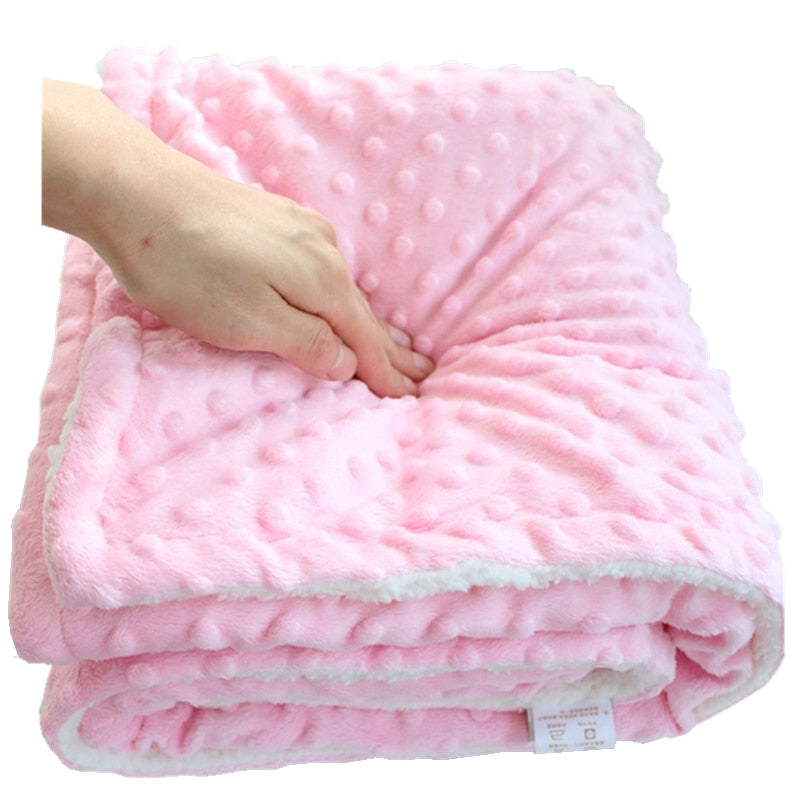 Fluffy Sherpa Dot Design Thermal Baby Blanket, Newborn Receiving Blanket, Baby Stroller Blanket, Plushed Newborn Baby Swaddle