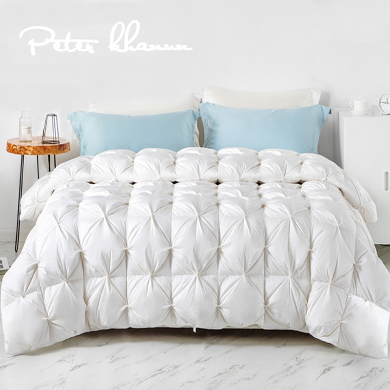 Peter Khanun White Goose Down Filler 3D Bread Duvet/Quilt/Comforter Winter Summer Luxury Blankets 100% Cotton Shell 015